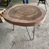  Product image 3 of the product “Low natural wood table round from suar with metal legs 